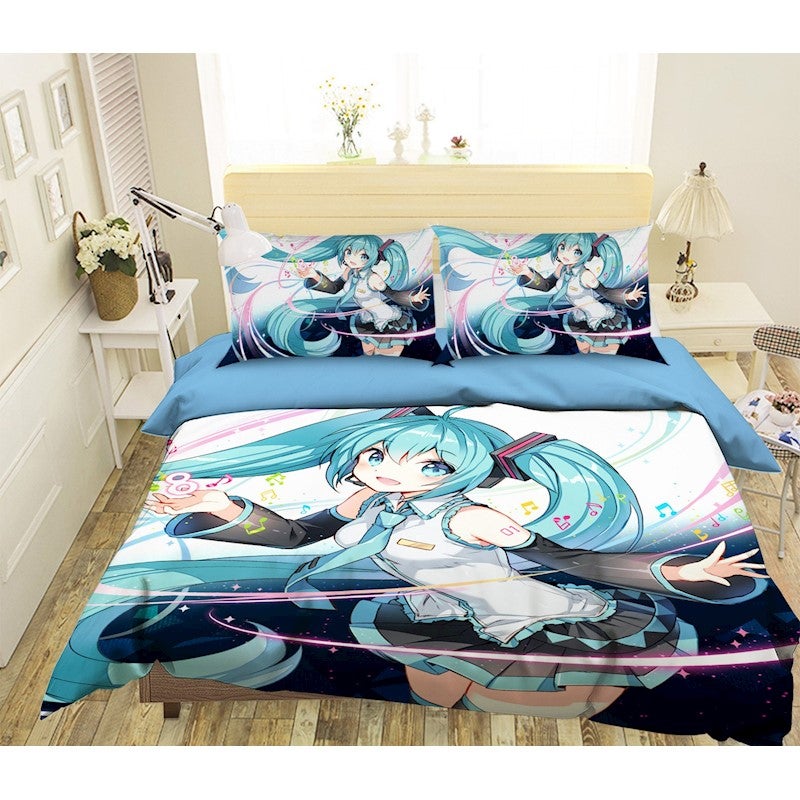 3D Hatsune Miku 1113 Anime Bed Pillowcases Quilt Cover ...