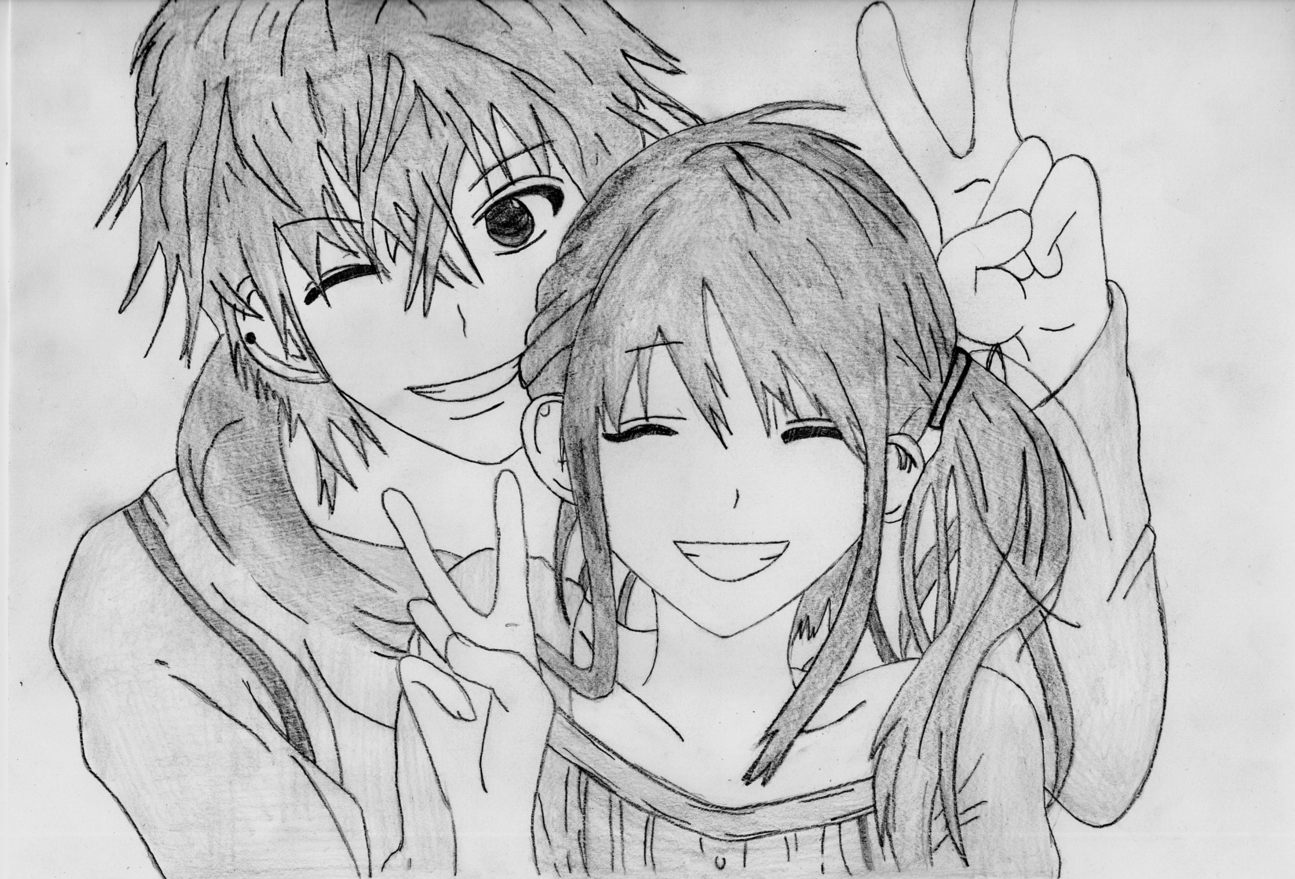 Anime couple drawing