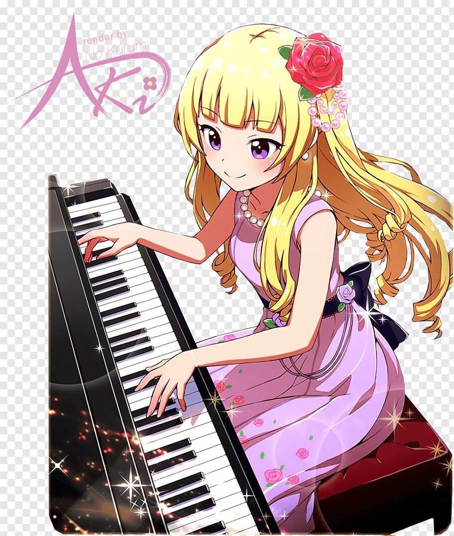 Anime Girl Playing Piano Drawing