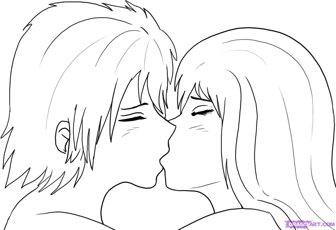 Anime people... how to draw people kissing.