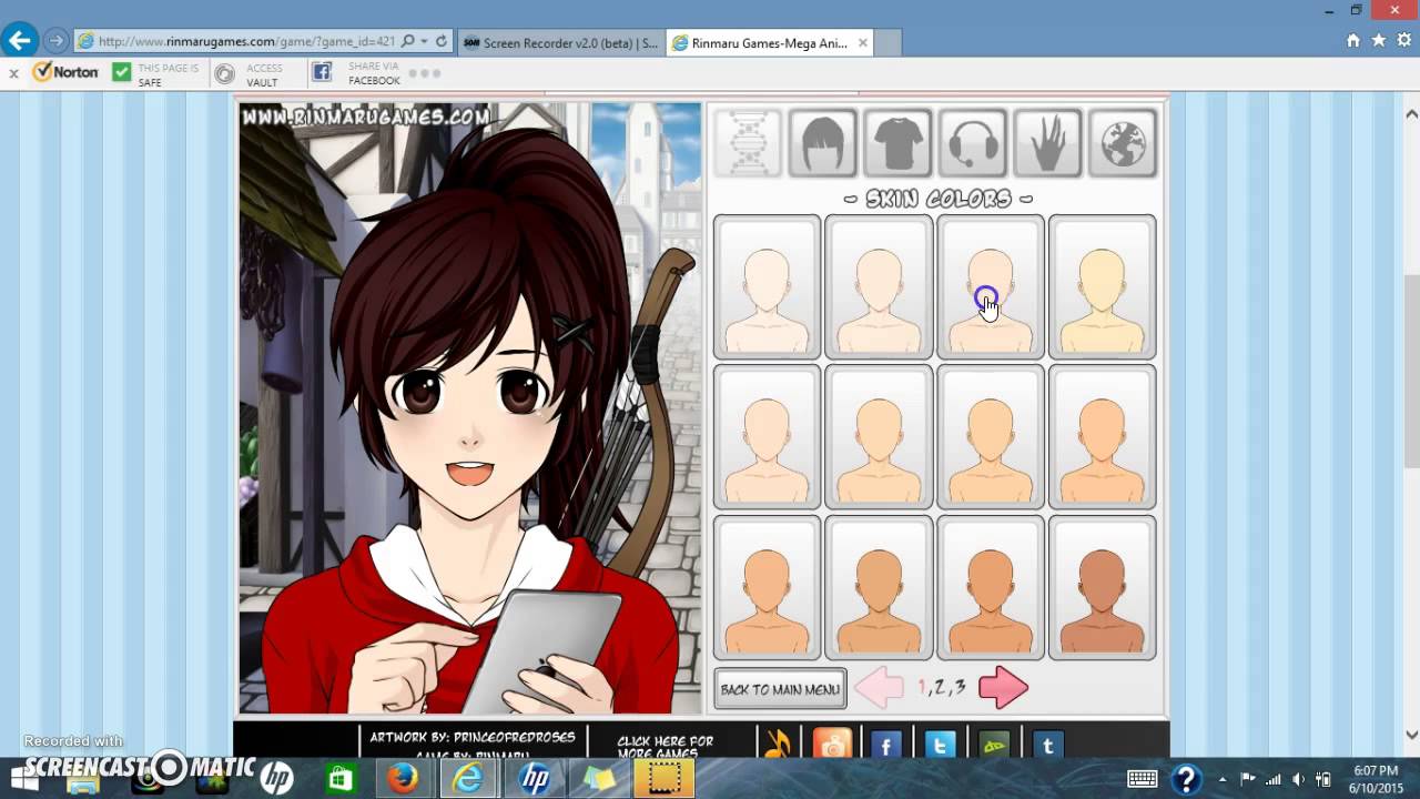 Create your own anime character in Rinmarugames.com