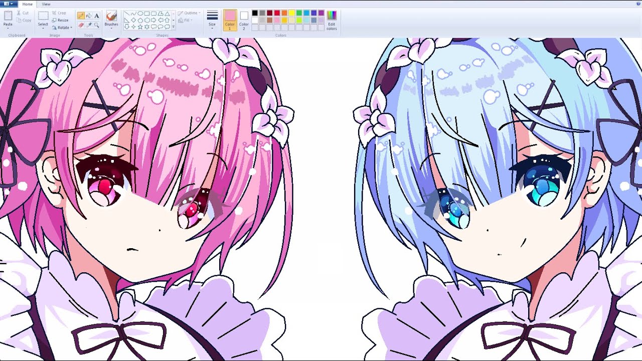 Draw Anime Girl On MS Paint Using Mouse