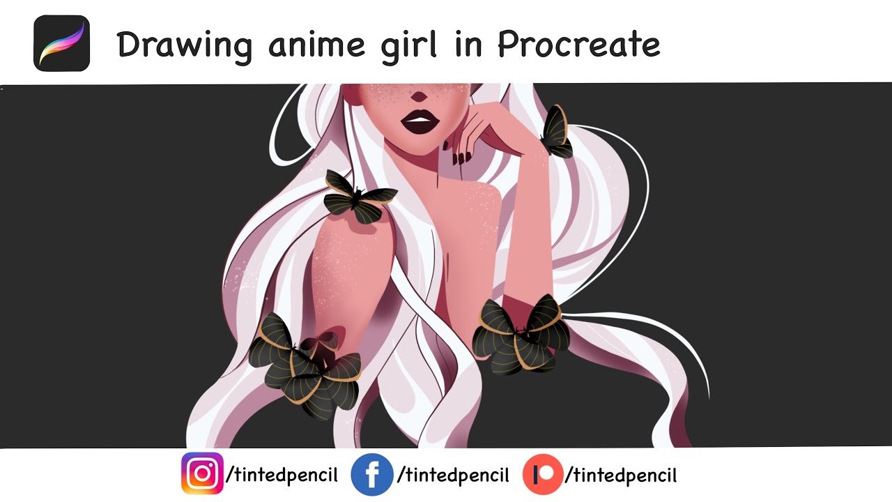 Drawing anime girl in Procreate on ipad