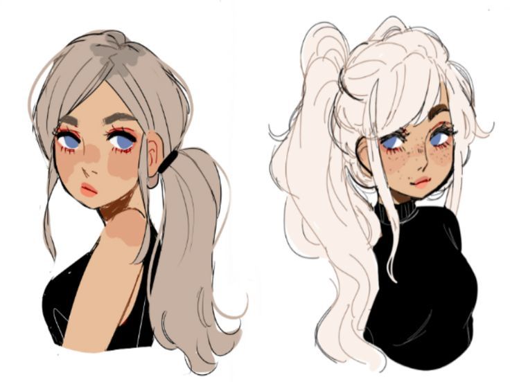 Girls with Ponytails drawing