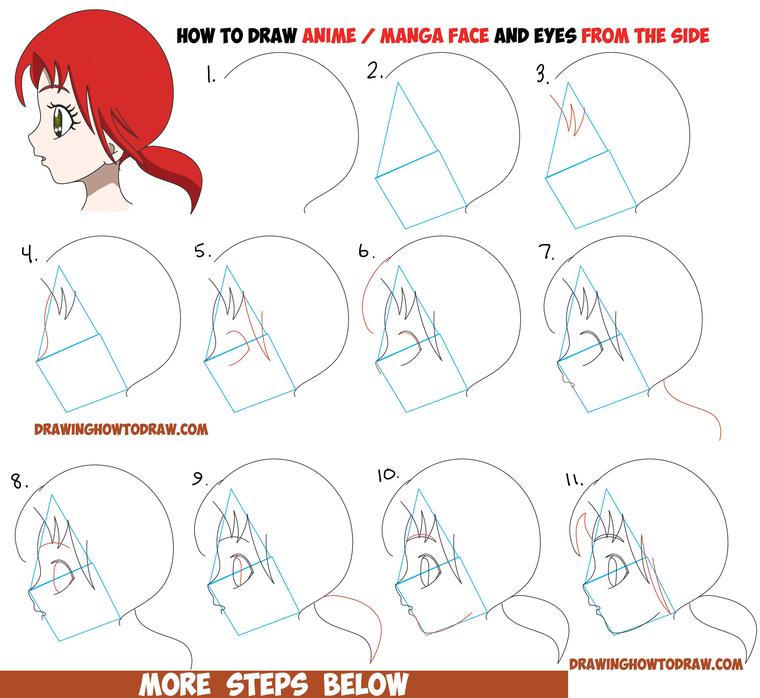 How to Draw an Anime / Manga Face and Eyes from the Side ...