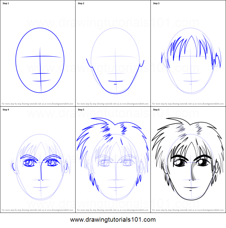 How to Draw Anime Boy Face printable step by step drawing ...