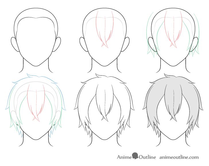 How to Draw Anime Male Hair Step by Step