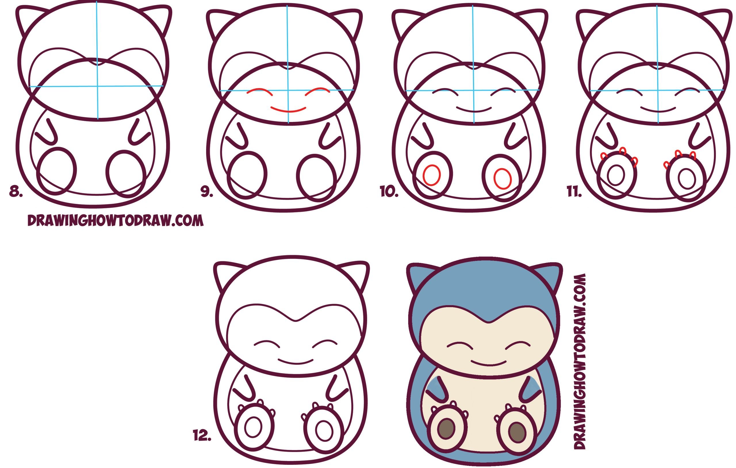 How to Draw Cute Snorlax (Chibi / Kawaii) from Pokemon in ...