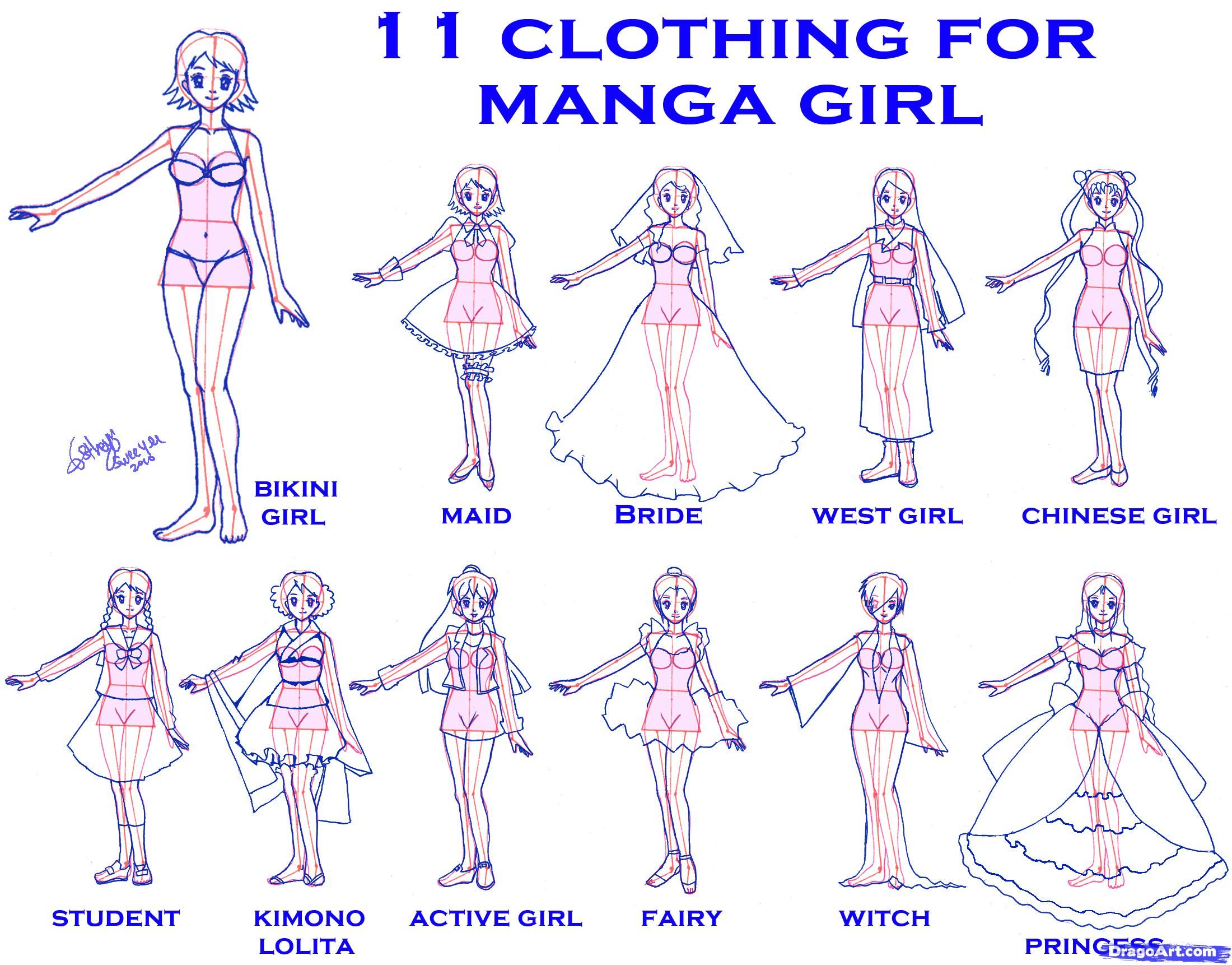 how to draw girls clothing