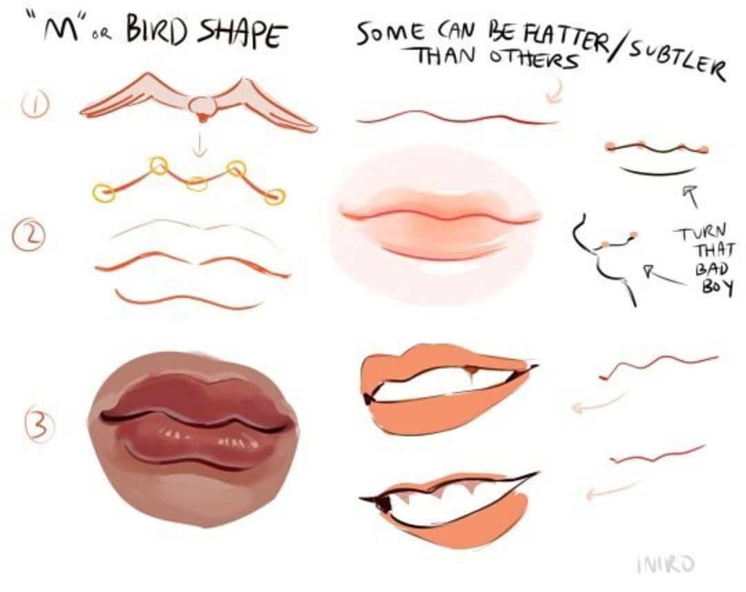 How to draw lips ð â¢ â¢ â¢ source/credi