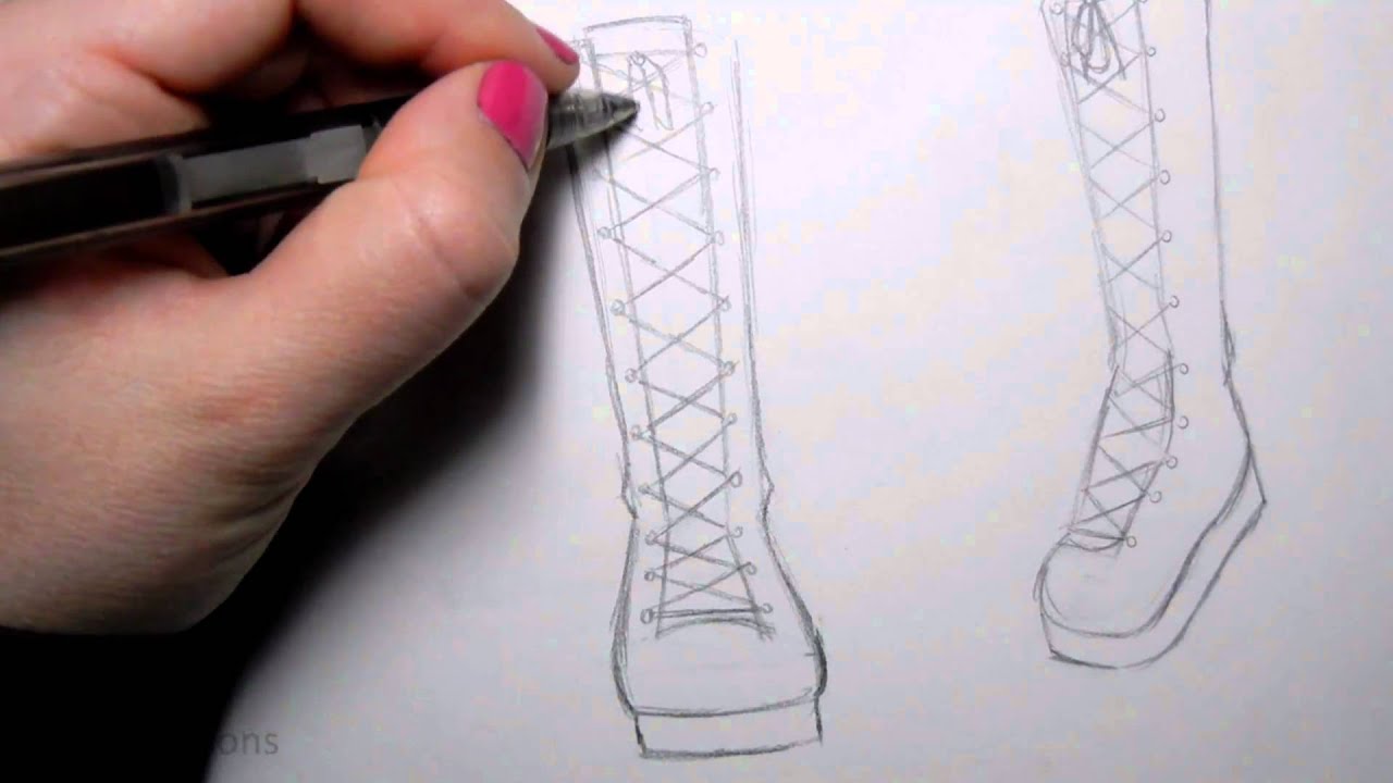 How to Draw Manga Shoes: Tall Lace
