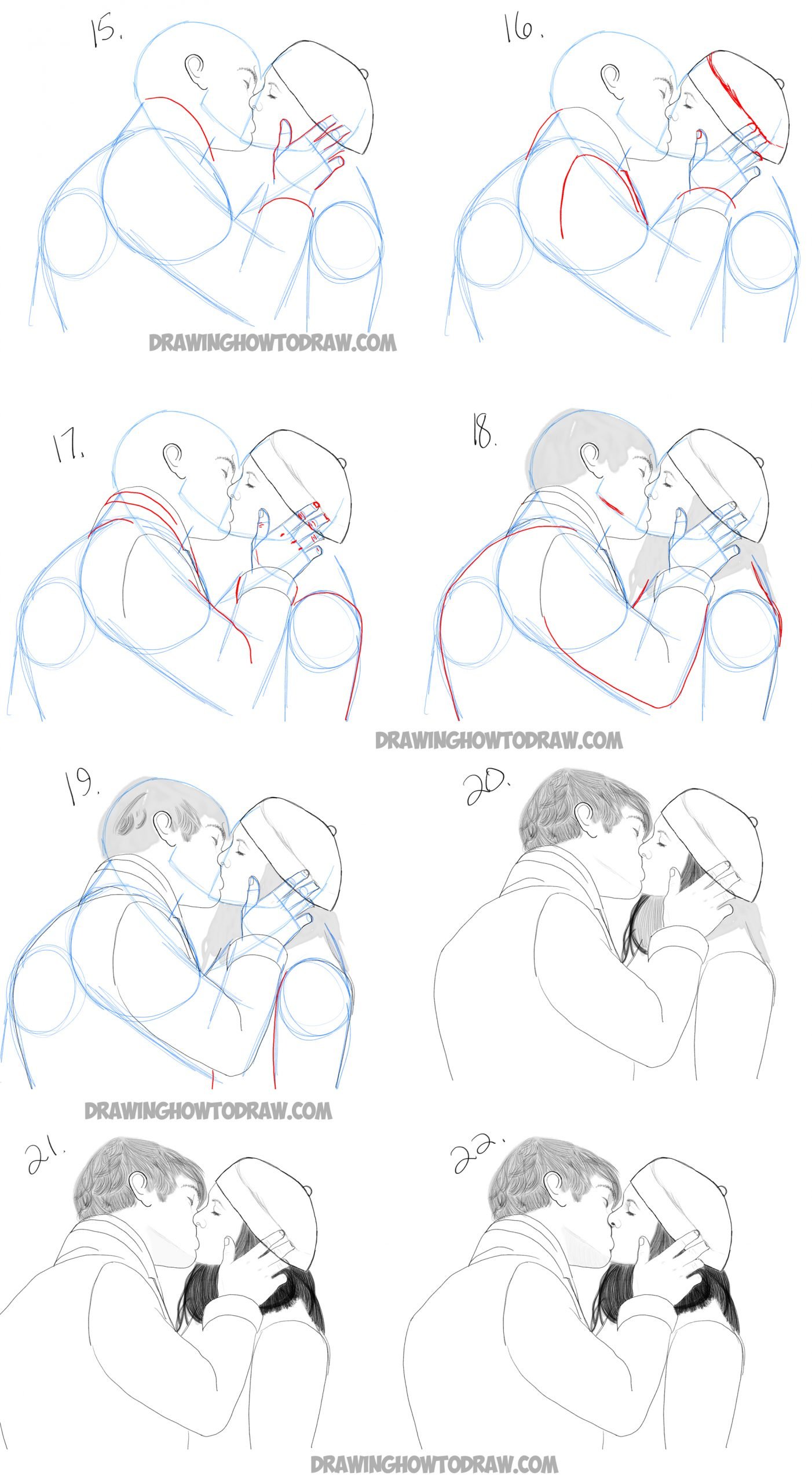 How to Draw Romantic Kisses Between Two Lovers