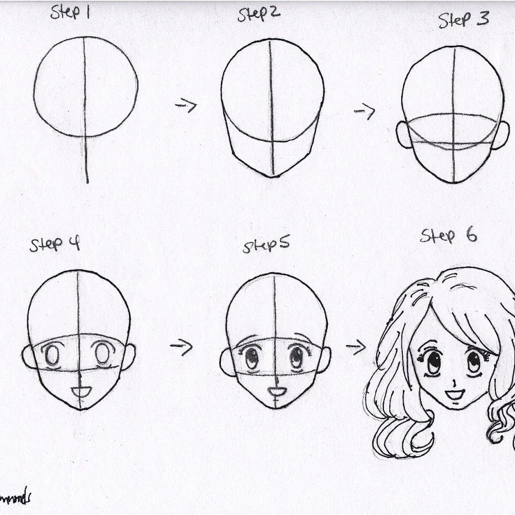 Image result for anime outline girl step by step