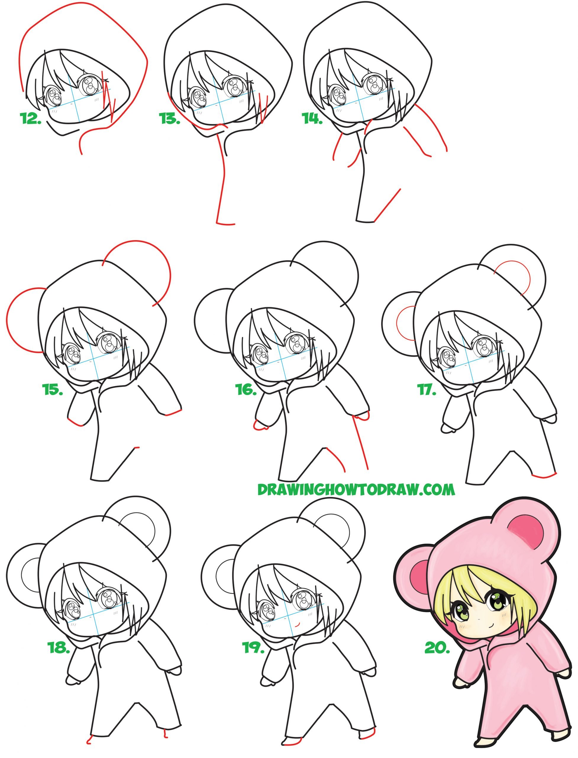 Learn How to Draw a Cute Chibi Girl Dressed in a Hooded ...