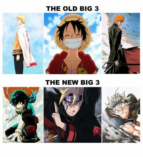 What counts as the big 3 in anime, and what is the new big ...