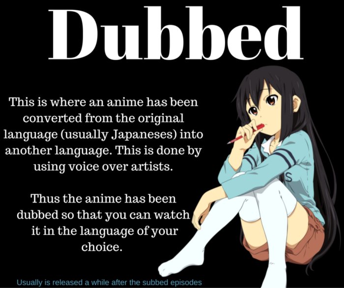 What Does Dubbed Anime Mean : What