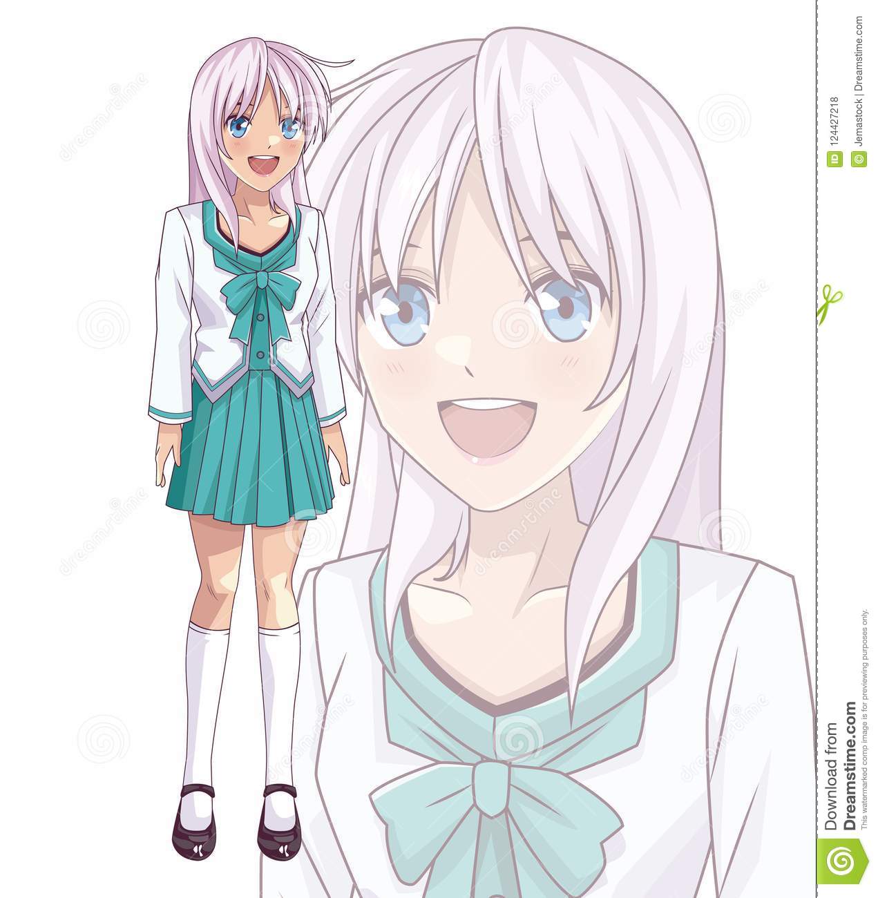 Young Anime School Student Woman Stock Vector ...
